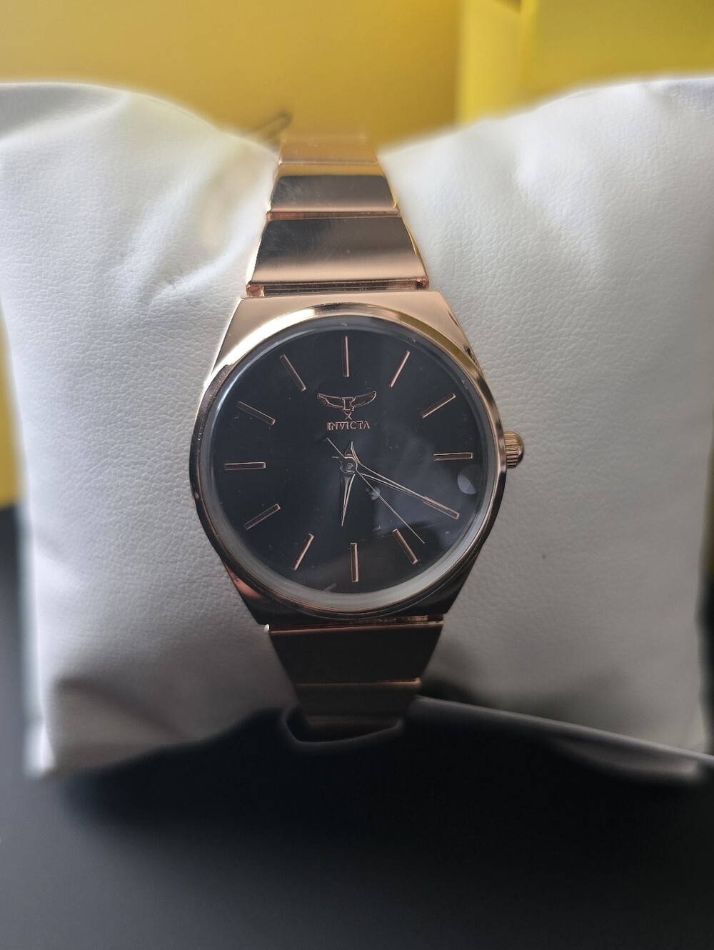 Invicta Rose Gold Tone Men's Watch with Black Dial